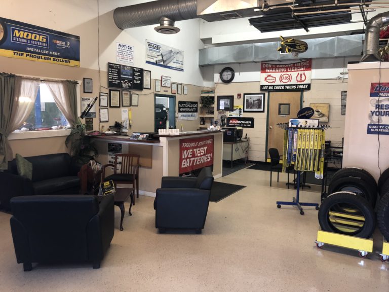 Inside the New Hackensack Auto and Tire front office and waiting area